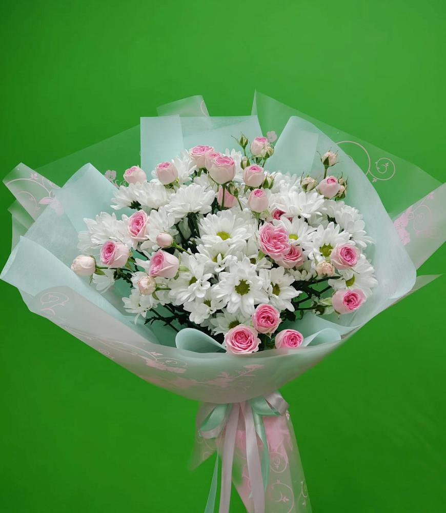 Букет влюбленный романтик в Новые Дома Букет цветов из: Розы и Хризантемы в Новые Дома