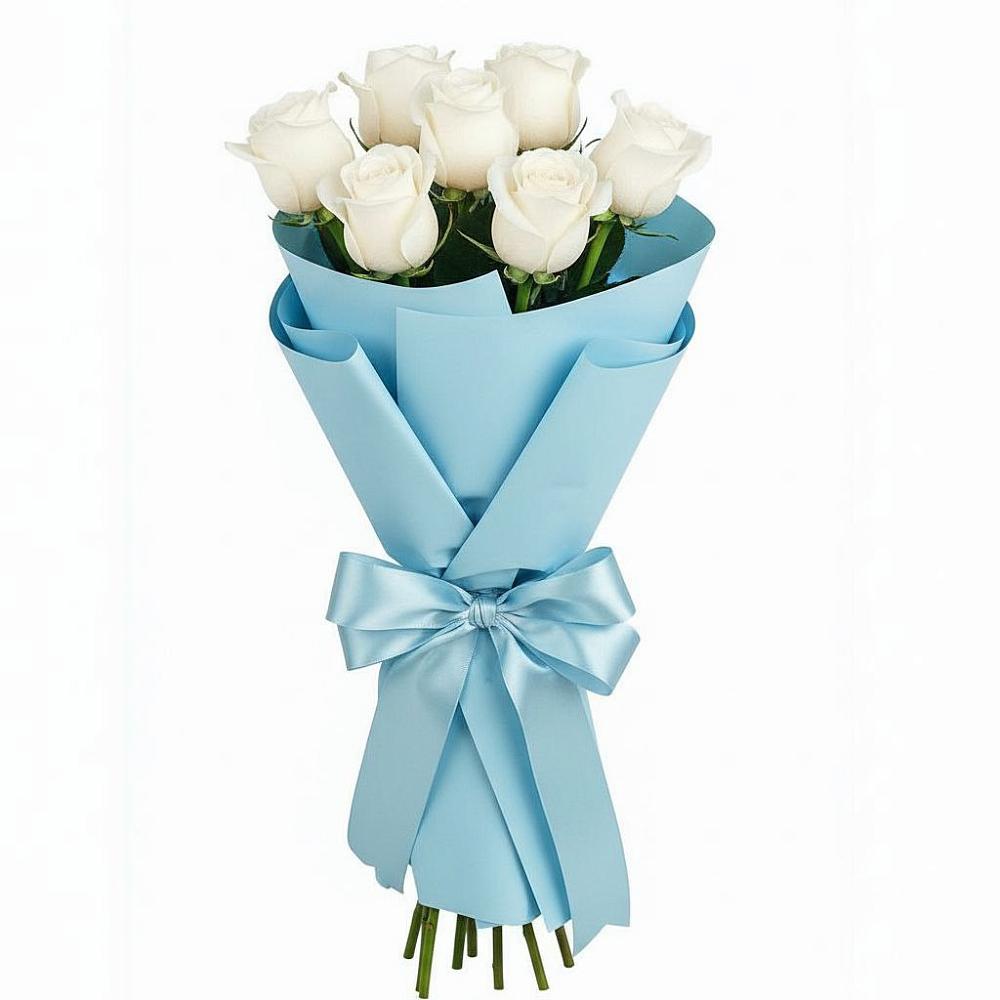 7 Белых роз Проуд в Новые Дома Букет 7 белых роз Проуд в Новые Дома