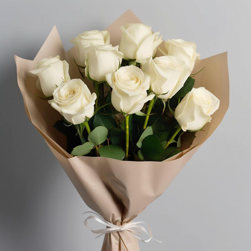 9 Белых роз Эдлесс Лав в Новые Дома Букет 9 Белых роз Эдлесс Лав в Новые Дома