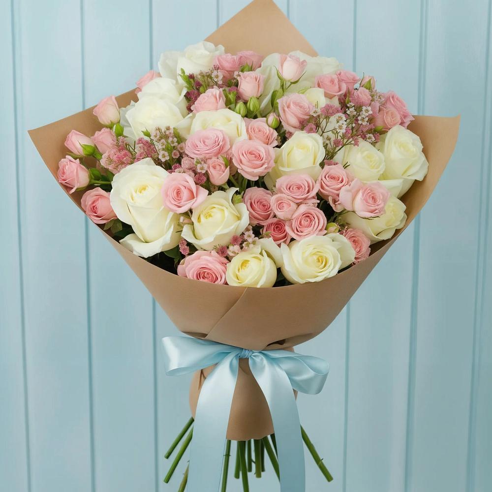 Букет романтичный подарок в Новые Дома Букет цветов из: Розы в Новые Дома