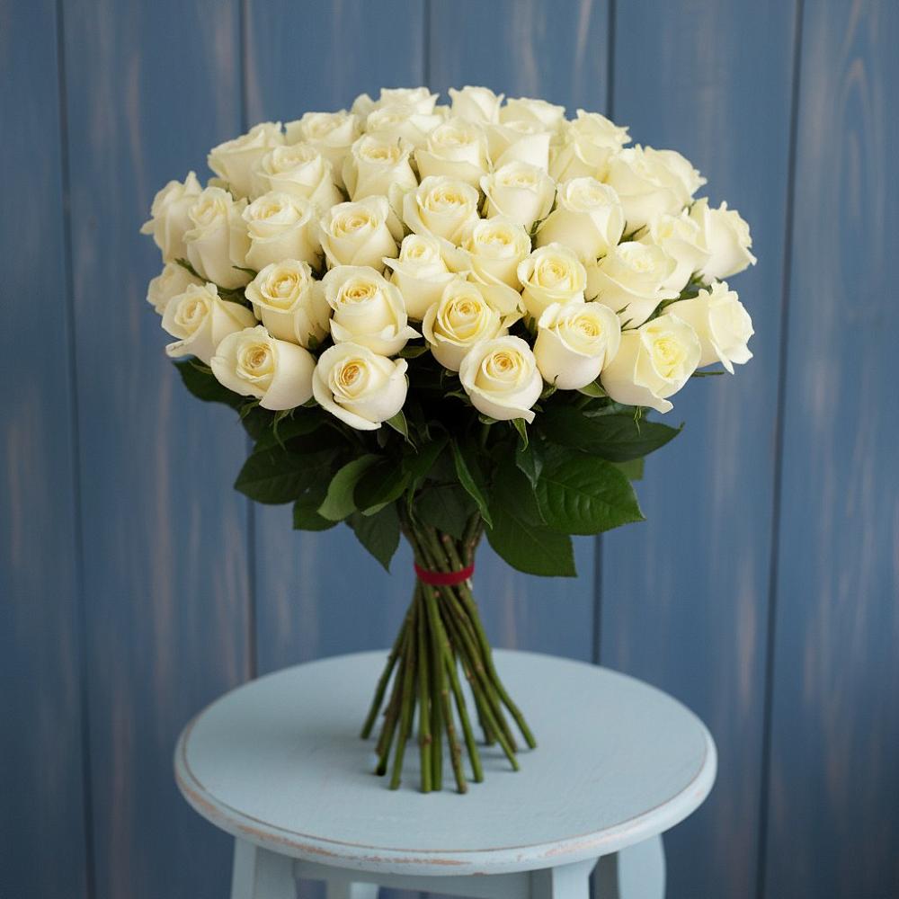 51 Белая роза Эдлесс Лав в Новые Дома Букет 51 Белая роза Эдлесс Лав в Новые Дома