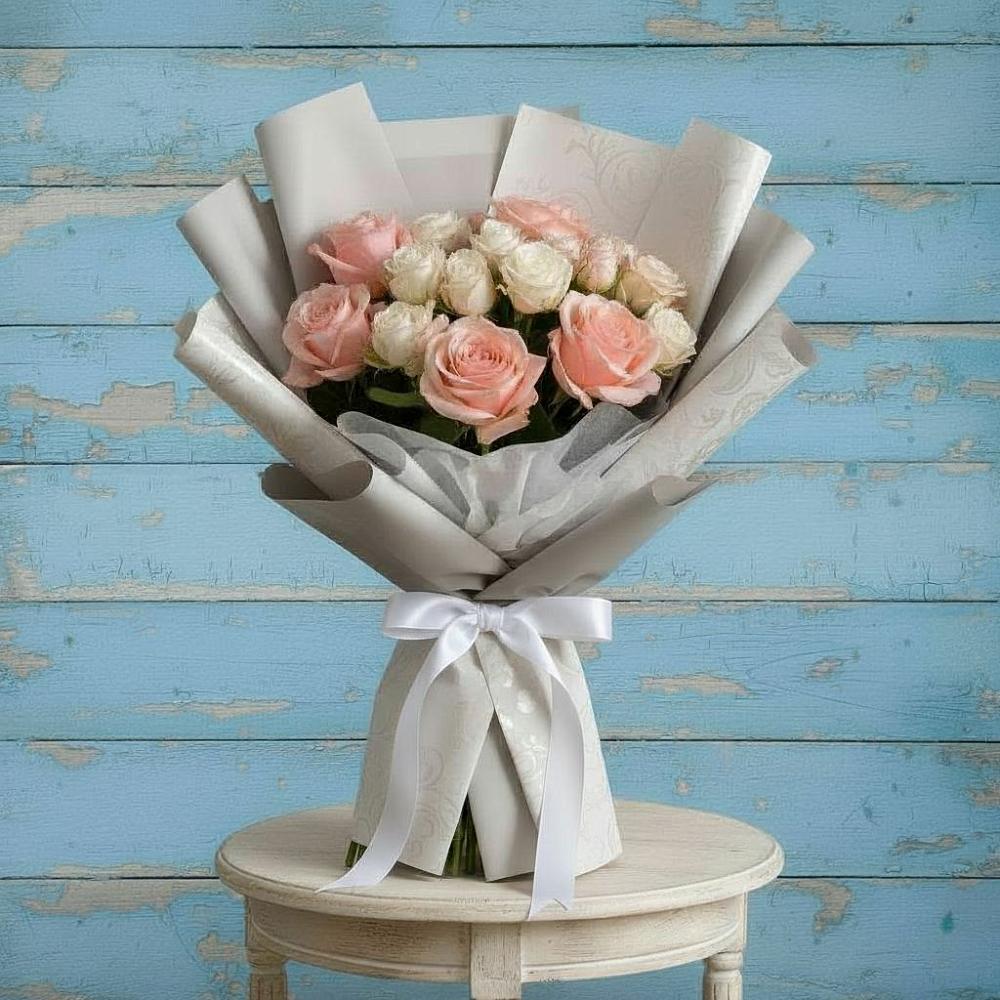 Букет Нежное облако в Новые Дома Букет цветов из: Розы в Новые Дома