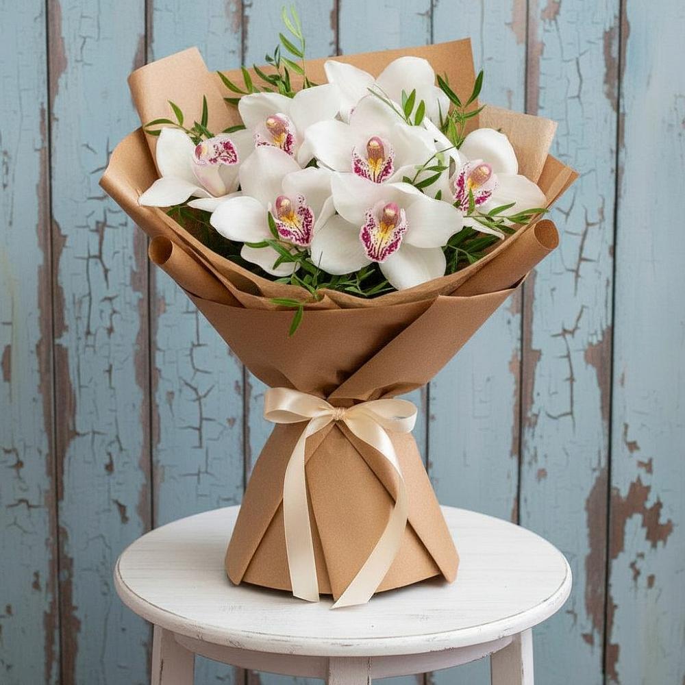 Букет Белые орхидеи в Новые Дома Букет цветов из: Орхидеи и Розы в Новые Дома