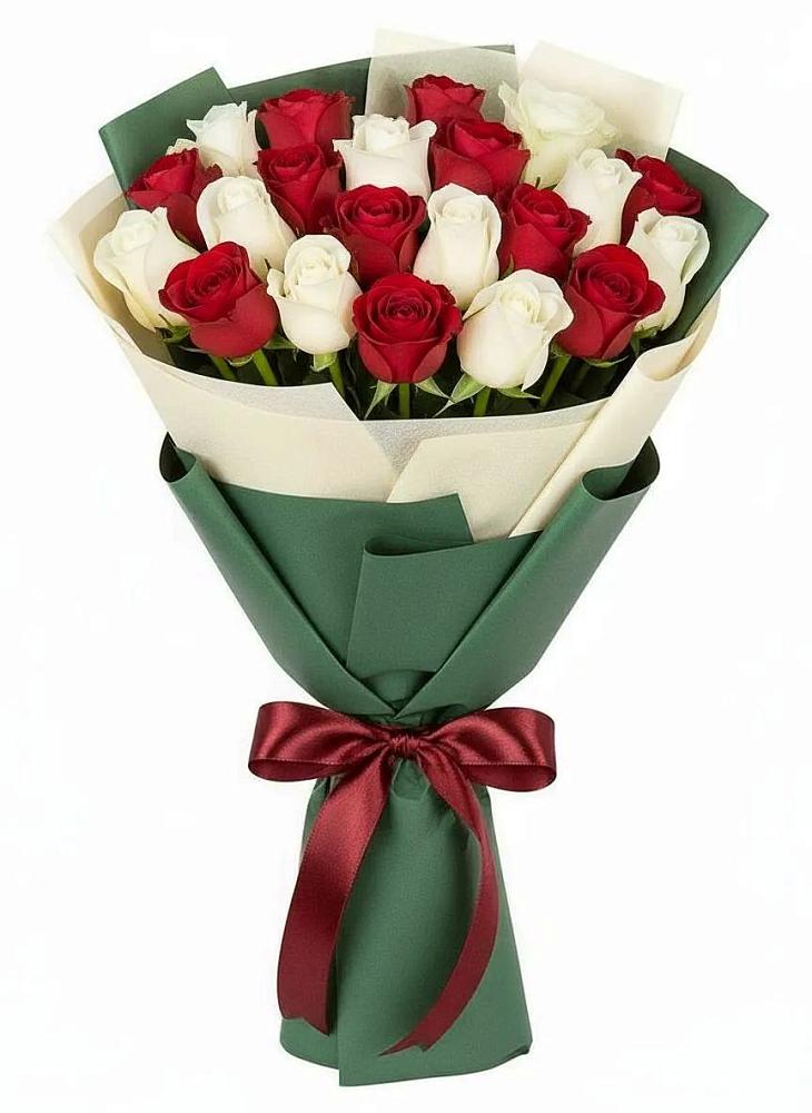 Микс из красных и белых роз в Новые Дома Букет Микс из красных и белых роз в Новые Дома