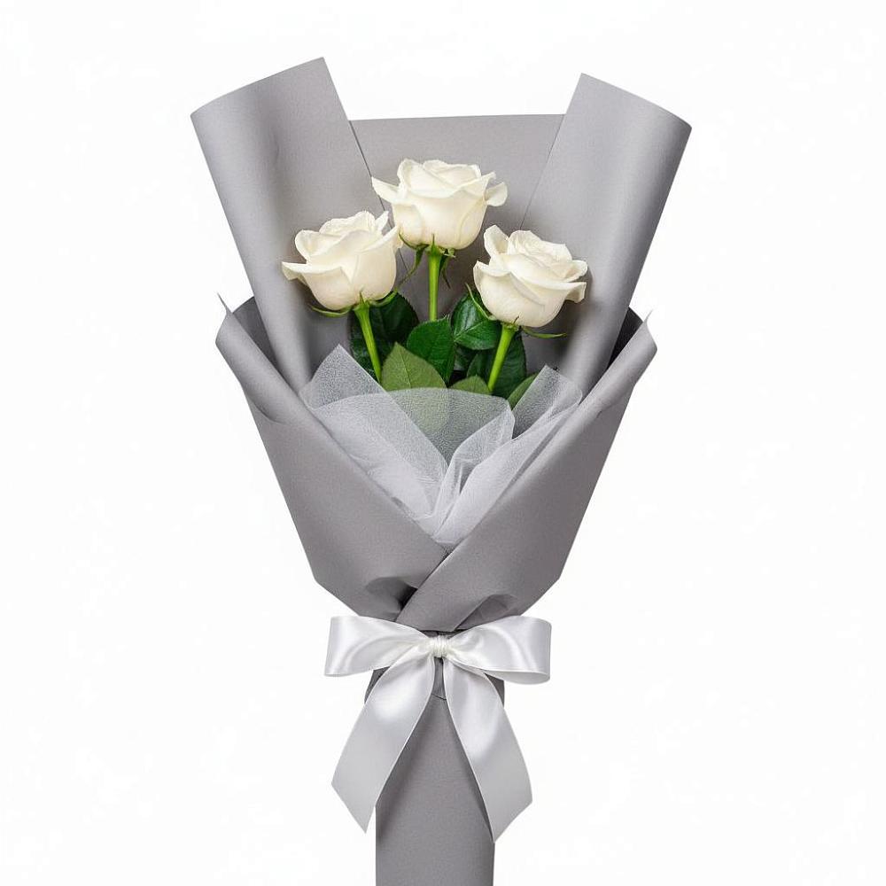 Букет 3 белые розы в Новые Дома