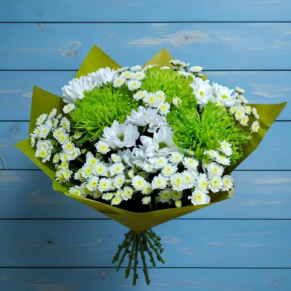 Букет скромность  в Новые Дома Букет цветов из: Хризантемы в Новые Дома