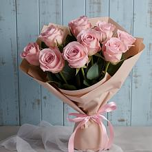 9 розовых роз в Новые Дома Букет цветов из:  Розы в Новые Дома