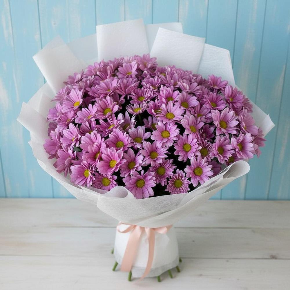 Букет сиреневая охапка в Новые Дома Букет цветов из: Хризантемы в Новые Дома