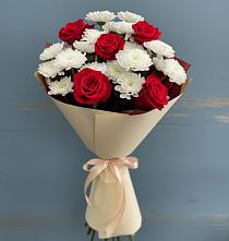 Букет романтическая гармония в Новые Дома Букет цветов из:  Розы и Хризантемы в Новые Дома