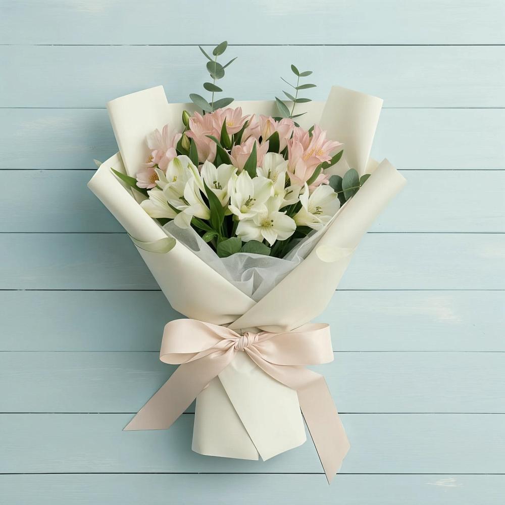 Букет Утренний поцелуй в Новые Дома Букет цветов из: Альстромерии в Новые Дома