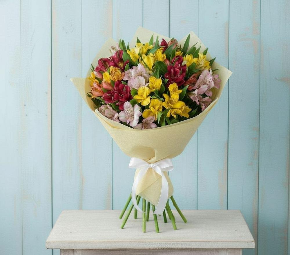 Букет Летние краски в Новые Дома Букет цветов из: Альстромерии в Новые Дома