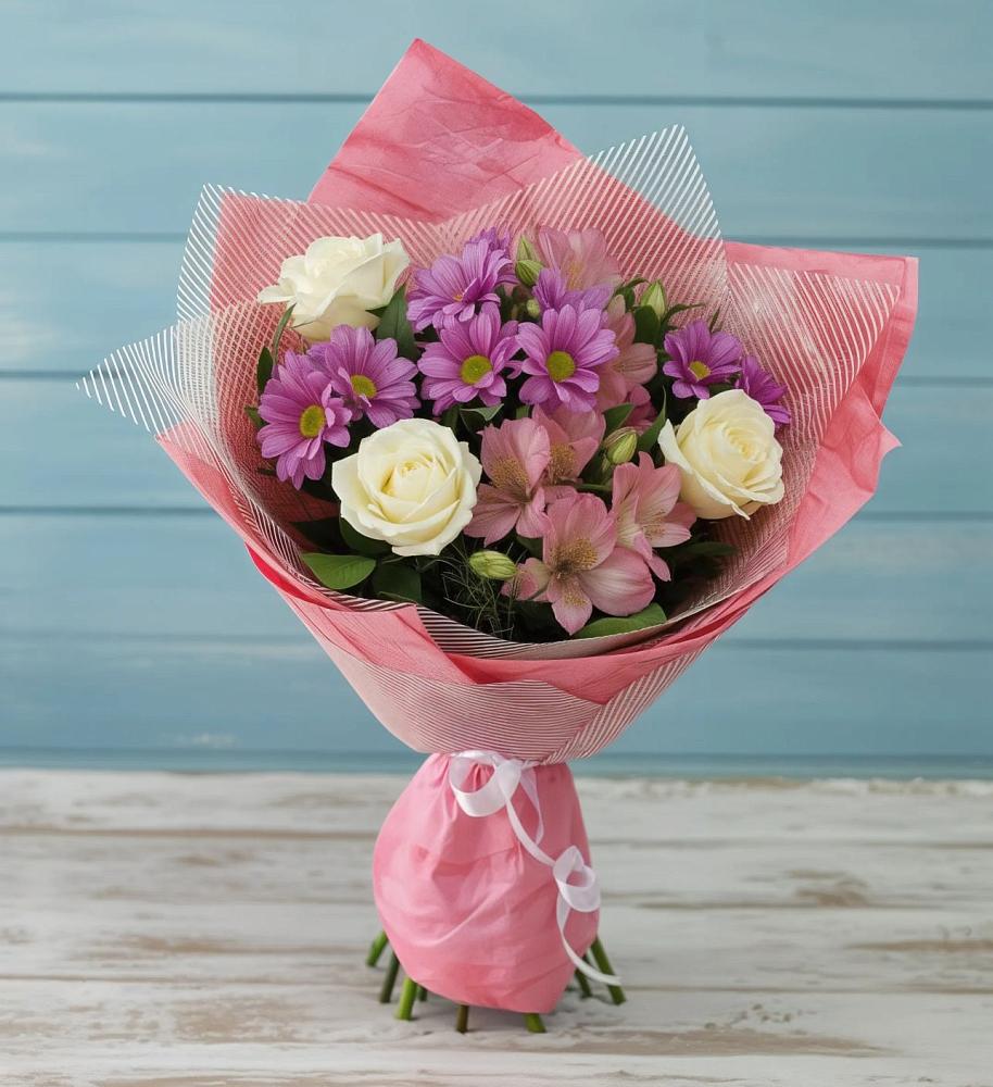 Букет комплимент в Новые Дома Букет цветов из: Герберы в Новые Дома